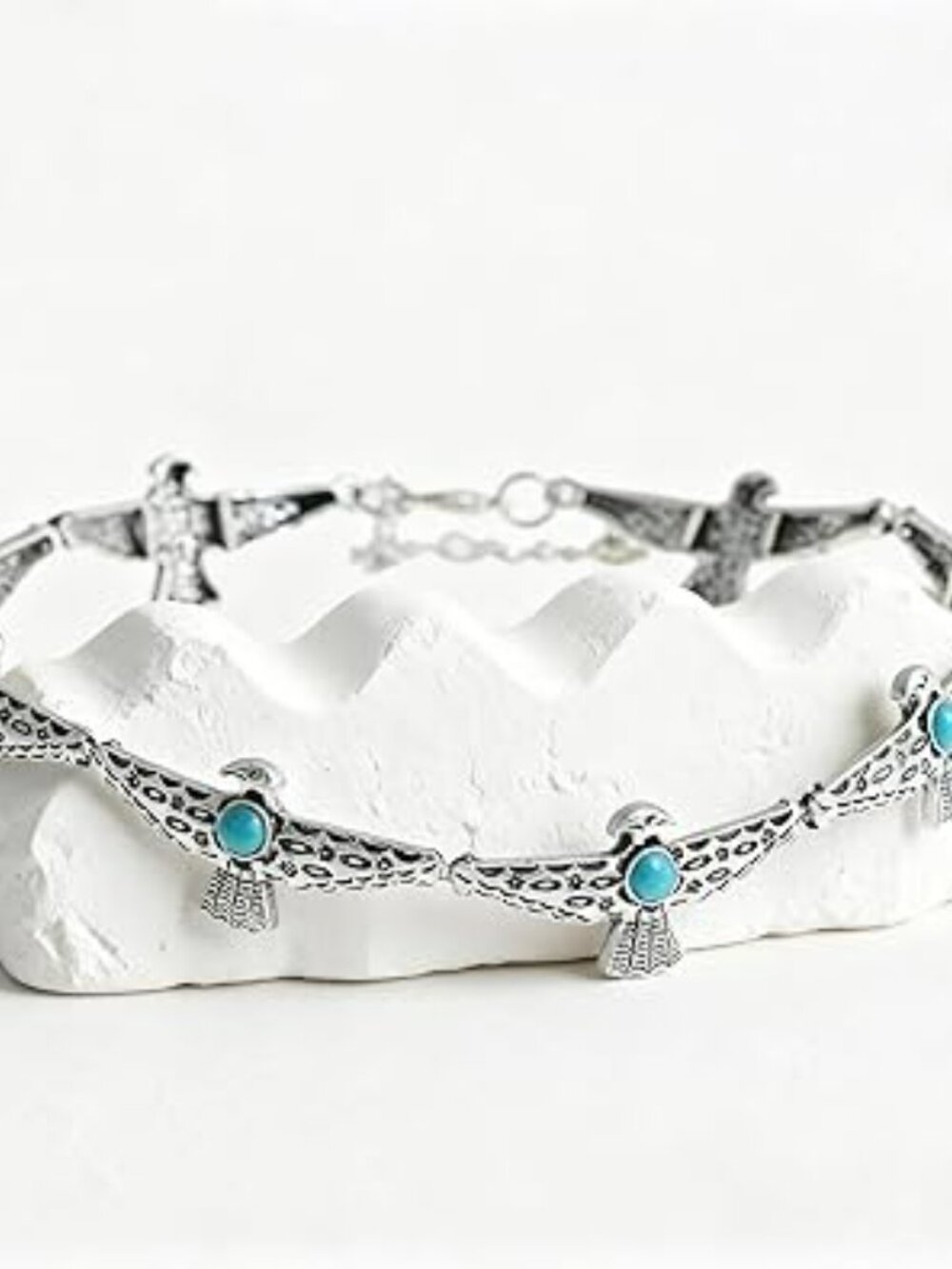 Thunderbird Turquoise Necklace for Women Silver Tone Choker - Picture 4 of 5